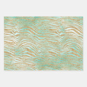 Gold Mint White Ombre Zebra Leopard Geschenkpapier Set (Vorderseite 3)