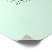 Gold & Mintgrün 29 Tisch Hochzeits-Sitzplan Poster (Ecke)