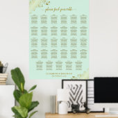 Gold & Mintgrün 29 Tisch Hochzeits-Sitzplan Poster (Heimbüro)
