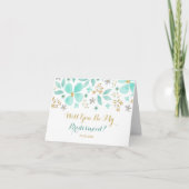 Gold Minze Blume wird meine Bridesmaid Card sein Einladung (Vorderseite)