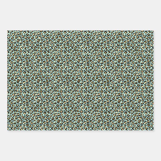 Gold Minze Green Glam Leopard Print Geschenkpapier Set (Vorderseite 2)
