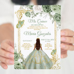 Gold Mis Quince Sage Green Floral Quinceañera Einladung<br><div class="desc">Sage Green & Gold Floral Quinceñera Einladung Mis Quince Anos,  15. Geburtstag, </div>