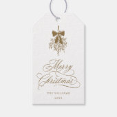 Gold Mistletoe Frohe Weihnachten | Feliz Navidad Geschenkanhänger (Vorderseite)