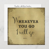Gold mit Bibelverse Wo immer du hingehst.. Einladung (Vorne/Hinten)
