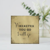 Gold mit Bibelverse Wo immer du hingehst.. Einladung (Stehend Vorderseite)