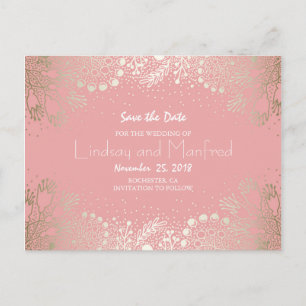 Gold mit Blumen - Märchenland-Garten Save the Date Ankündigungspostkarte