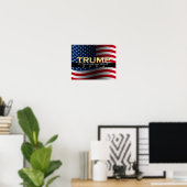 Gold mit Flagge Donald Trump für Präsident 2016 Poster (Heimbüro)