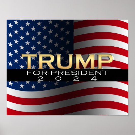 Gold mit Flagge Donald Trump für Präsident 2016 Poster (Vorne)