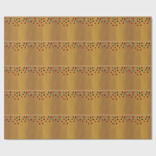 Gold mit kleinen roten/grünen Tropfen> Umschlagpap Geschenkpapier (Flach)