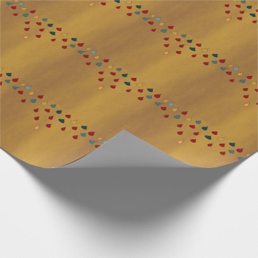 Gold mit kleinen roten/grünen Tropfen> Umschlagpap Geschenkpapier (Ecke)