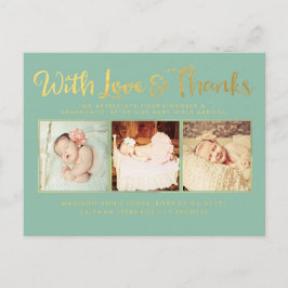 Gold mit Liebe und Dank Sip & See Postcard Ankündigungspostkarte