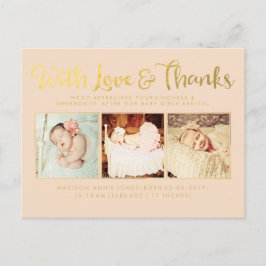 Gold mit Liebe und Dank Sip & See Postcard Ankündigungspostkarte