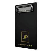 Gold Mit Monogramm Elegante Moderne Schwarze Vorla Mini Klemmbrett (Gewinkelt2)