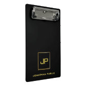 Gold Mit Monogramm Elegante Moderne Schwarze Vorla Mini Klemmbrett (Schrägansicht)