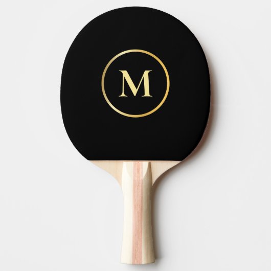 Gold Mit Monogramm elegante Schwarz-Template-Trend Tischtennis Schläger (Vorderseite)