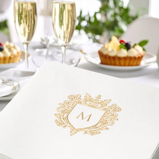 Gold Mit Monogramm Familienwappen Fox Napkin Servietten Mit Folie
