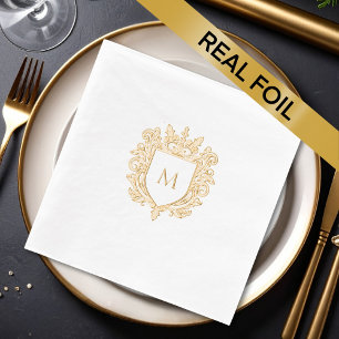 Gold Mit Monogramm Familienwappen Fox Napkin Servietten Mit Folie