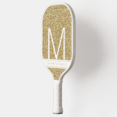 Gold Mit Monogramm Glitzer Personalisiert Pickleball Schläger (Links)