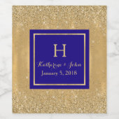 Gold Mit Monogramm Hochzeitsweinmarke Weinetikett (Einzelnes Label)