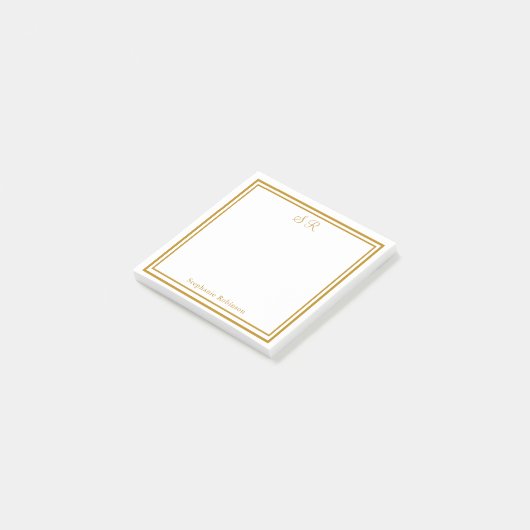 Gold Mit Monogramm Post-it Klebezettel (angewinkelt)