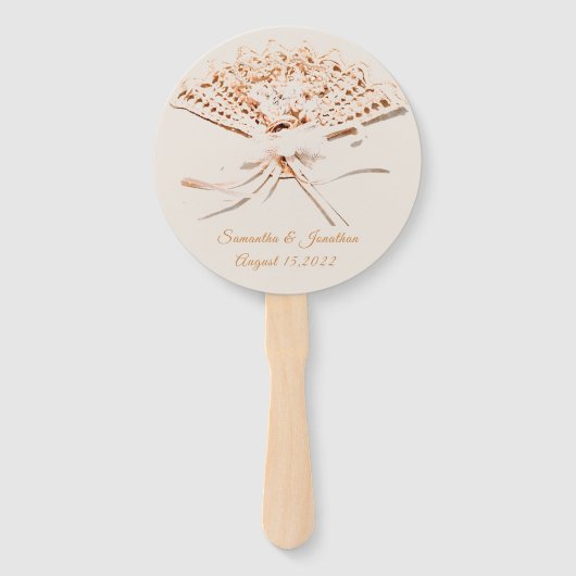 Gold Mit Monogramm Viktorianischer Lüfter Fächer (Rückseite)