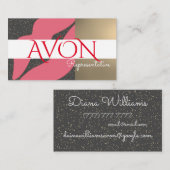 Gold mit rosa Lippen Personalisiert Avon Visitenkarte (Vorne/Hinten)