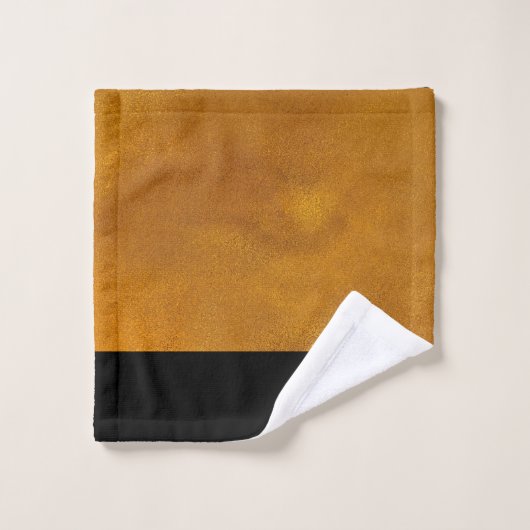 Gold mit Schwarz personalisieren Badhandtuch Set (Waschlappen)