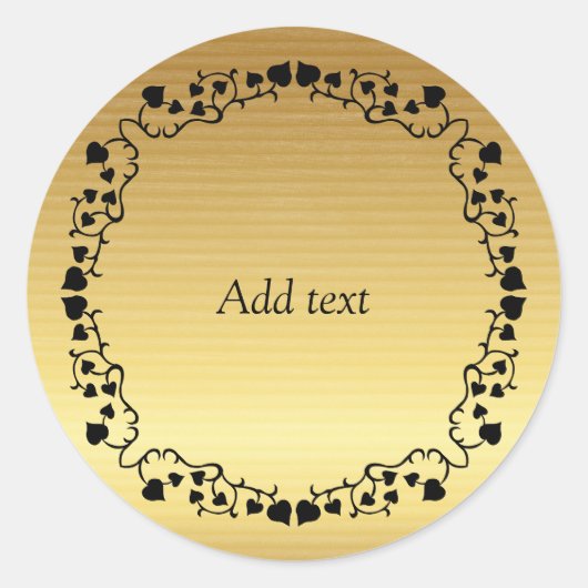 Gold mit schwarzer Ivy-Trim-Vorlage Runder Aufkleber (Vorderseite)