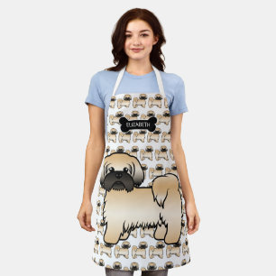 Gold mit schwarzer Maske Shih Tzu Cartoon Dog & Na Schürze