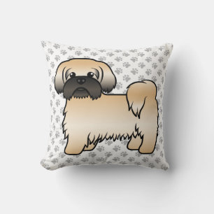 Gold mit schwarzer Maske Shih Tzu Cartoon Dog & Pa Kissen