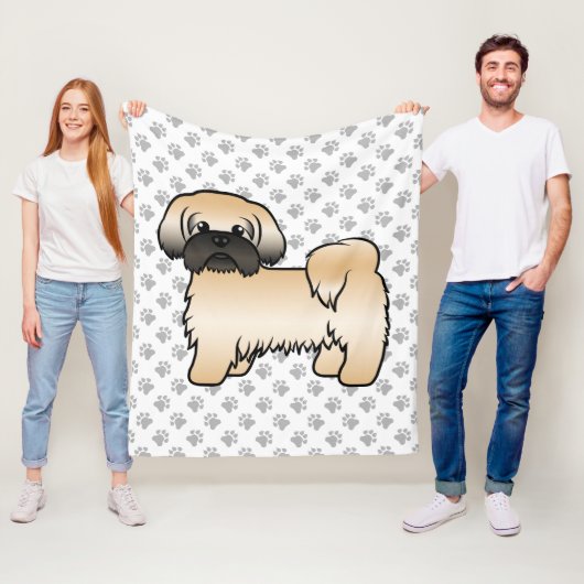 Gold mit schwarzer Maske Shih Tzu Niedlicher Carto Fleecedecke (Beispiel)