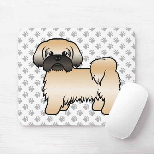 Gold mit schwarzer Maske Shih Tzu Niedlicher Carto Mousepad (Mit Mouse)