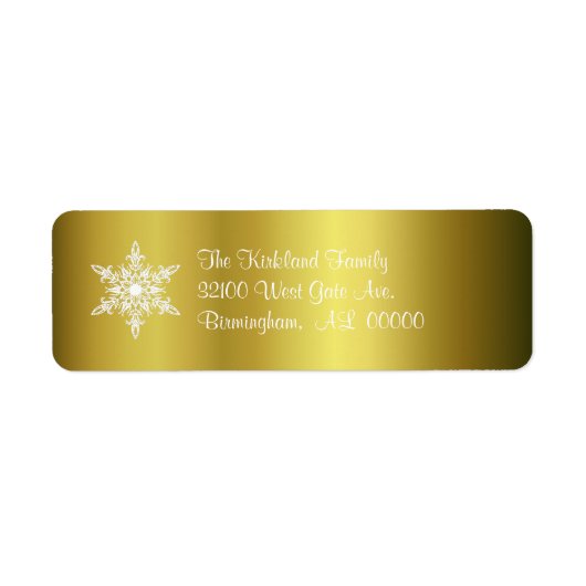Gold mit Snowflake Holiday Address Labels (Vorne)