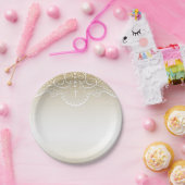 Gold mit Spitze, Kreuz, religiös Pappteller (Party)