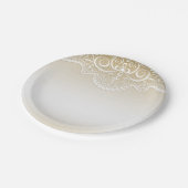 Gold mit Spitze, Kreuz, religiös Pappteller (Schrägansicht)