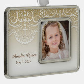 Gold mit Spitze, Kreuz, religiös Rahmen-Ornament Silber (Rechts)