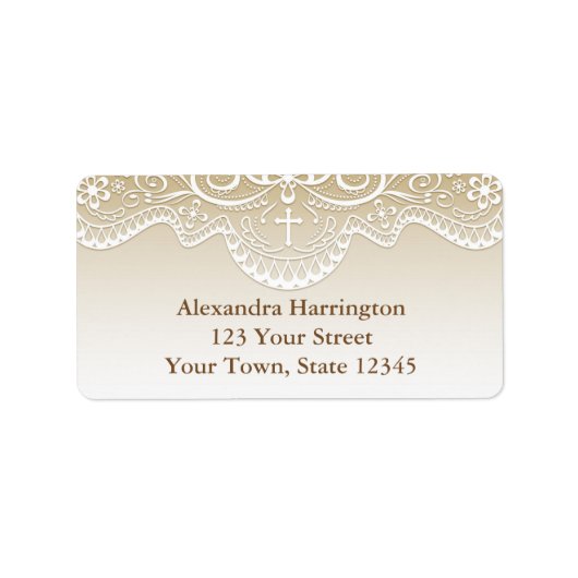 Gold mit Spitzen, Kreuz, religiös Adressaufkleber (Vorne)