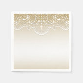 Gold mit Spitzen, Kreuz, religiös Serviette (Vorderseite)