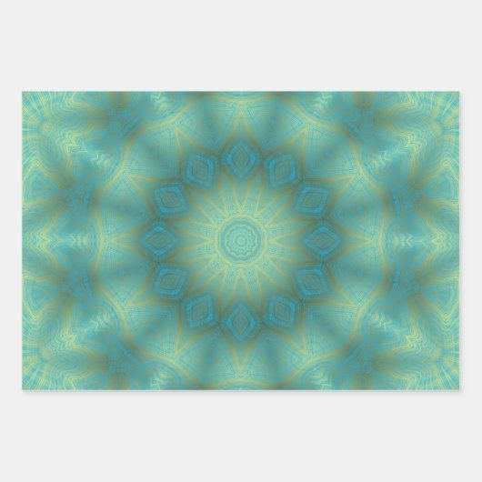 Gold mit weißem Blau oder rotem Kaleidoskop Geschenkpapier Set (Vorderseite 3)