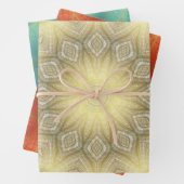 Gold mit weißem Blau oder rotem Kaleidoskop Geschenkpapier Set (Beispiel)