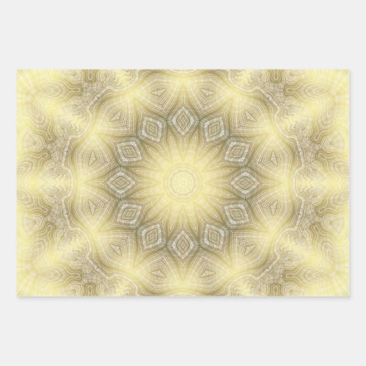 Gold mit weißem Blau oder rotem Kaleidoskop Geschenkpapier Set (Vorderseite)