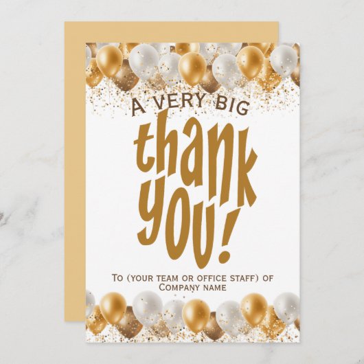 Gold Mitarbeiter Sehr großes Dankeschön Dankeskarte (Vorne/Hinten)