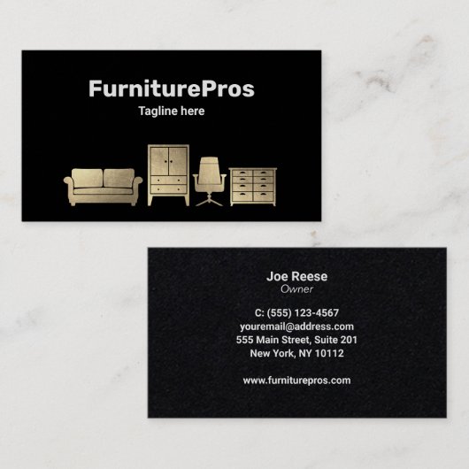 Gold Möbel Black Visitenkarte (Vorne/Hinten)
