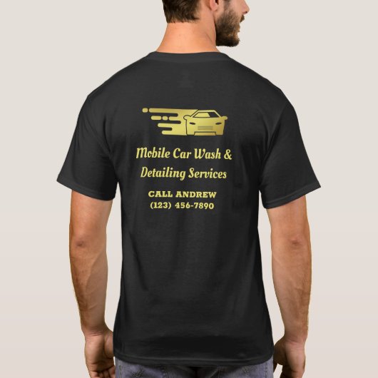Gold Mobile Auto Wash Detwerbung T-Shirt (Rückseite)