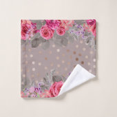 Gold Mocha Dot Blumenhandtuch Set (Waschlappen)