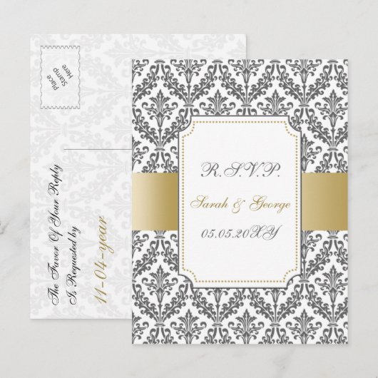 Gold Mod Hochzeit Rsvp Karten (Vorne/Hinten)