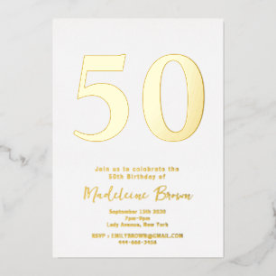Gold Modern 50. Geburtstag Folieneinladung