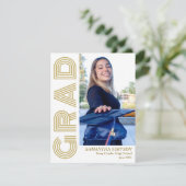 Gold Modern Abschluss Ankündigung Flachkarte (Stehend Vorderseite)