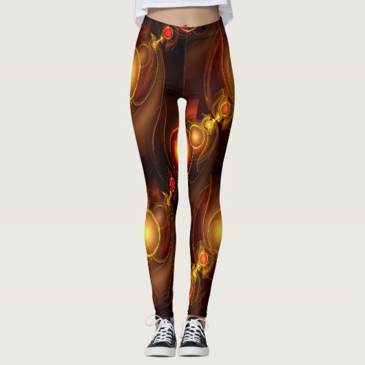 Gold Modern Boho Elegant Abstract Art Pattern #501 Leggings (Vorderseite)