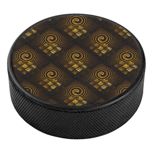Gold Modern Boho Elegant Abstract Art Pattern #502 Eishockey Puck (3/4)